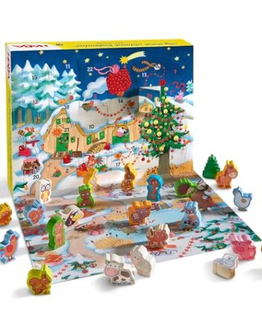 HABA My First Advent Calendar Farmyard Themed Wooden Animals, Christmas Toddler Activities, A Reusable Advent Calendar for Kids