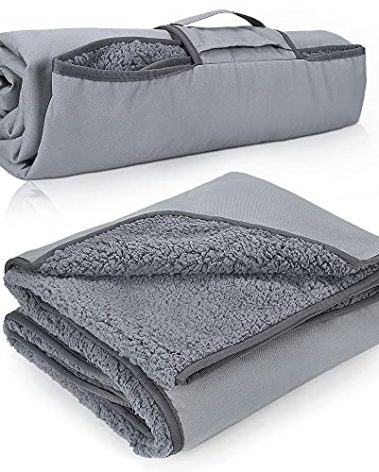Tirrinia Waterproof Outdoor Blanket with Sherpa Lining, Windproof Triple Layers Warm Comfy Foldable for Camping Stadium, Sports, Picnic, Grass, Concert, Pet, Travel, Emergency Car Blanket 51''X 59''