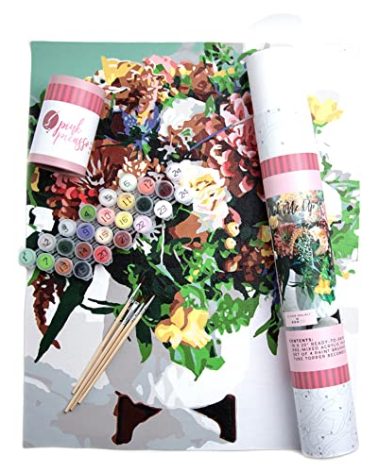 Pink Picasso Kits Botanical Floral Paint by Number for Adults &Teens | DIY Canvas 16x20 Acrylic Painting Kit Sets, Color by Numbers, Drawing, Arts & Crafts, As Seen On Shark Tank (Pick Me Up)