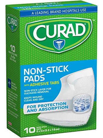 Curad Non-Stick Pads, 2 Inches X 3 Inches with Adhesive Tabs, 10 Count