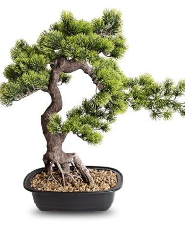 Artificial Bonsai Plant, Large Faux Juniper Plants 20 inch, Faux Potted Pine Plants Indoor Decor for Office Desk Home Table, Greenery Desktop Bonsai Tree for Room Decorations, Tall 20"