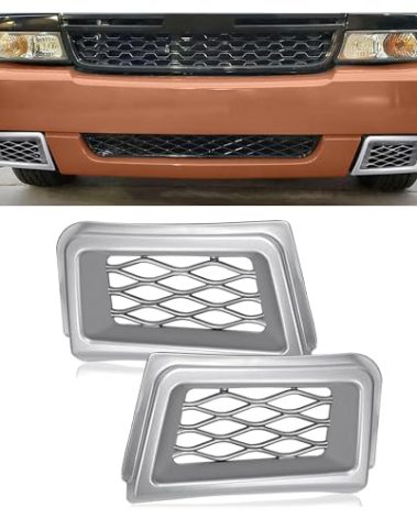 HECASA Bumper Caliper Air Duct Set Compatible with 2003-2007 Chevy Silverado 1500 Silver Front Right & Left Air Duct Cover