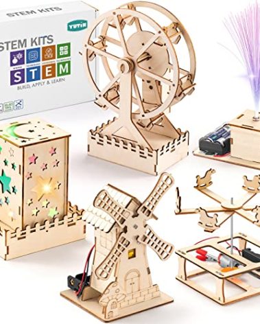 Yutin 5 Individual STEM Science Kits for Kids, Wood Arts and Craft Kits, STEM Toys for Boys Girls Age 8-12 8 10 12 13 14 Gift Idea, 3D Puzzles Building Engineering Model Set