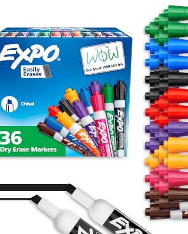EXPO Dry Erase Markers, Low Odor Ink, Assorted Colors, Chisel Tip, 36 Count - Whiteboard, Calendar, Organization, Essential Supplies for Office, School, Classroom, Teachers