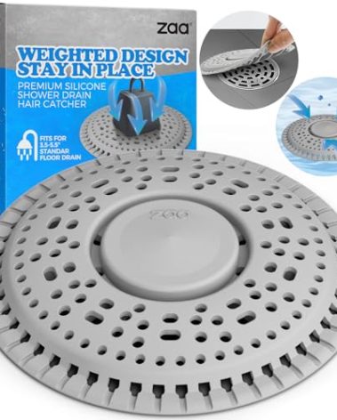 zaa Shower Drain Hair Catcher, Premium Silicone Drain Protector & Shower Drain Cover for Regular Drains of Shower Room, Bathroom, Gray