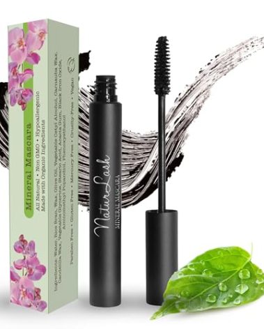 Fifth & Skin NATURLASH Natural Mascara (BLACK) Organic - Hypoallergenic for Sensitive Eyes – New Formula - New Packaging! Vegan - Cruelty, Gluten, Nut & Paraben Free - Nourish Your Lashes