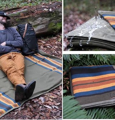WP West Path Waterproof Outdoor Canvas Camping Blanket - Waxed Canvas Campfire Blanket with Water Repellent Backing - Camp - Bushcraft Tarp (Olive, Regular)