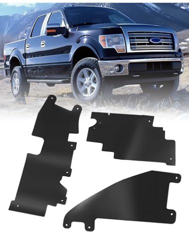 KUAFU Grille Air Deflector Set Compatible with 2009-2014 Ford F-150 Replacement for FO1218114 FO1218119 Radiator Support Accessory Set Black 3Pcs