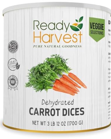 Ready Harvest Dehydrated Food - Carrots | Emergency Food | Dried Vegetables | #10 Can | 25-Year Shelf Life | 3 lbs | Cans Filled to the Top