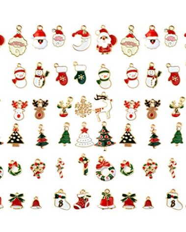 Bskifnn 60pcs Charms for Jewelry Making Christmas DIY Craft Supplies for Necklace Bracelet Making Clothes Earring and More