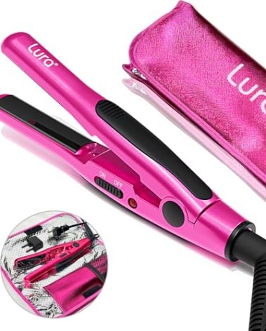 LURA Mini Flat Iron for Short Hair,1/2 Inch Small Hair Straightener for Edges,Dual Voltage Flat Irons for European Travel,Tiny Portable Hair Straightening Irons for Pixie Haircut