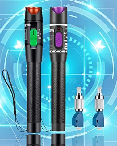 FYBOPTWU - 2pc Fiber Optic Visual Fault Locator VFL Fiber Optic Cable Tester with 2pcs Singlemode 9/125um FC Male to LC Female Adapter, Green & Purple Switch (Mode Number: VFL-30)