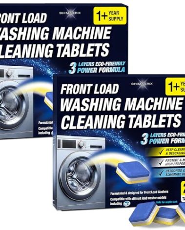 Washing Machine Cleaner Tablets 56 Pack for HE Front Loader - Eco Friendly Washer Machine Cleaning Tablets - 3 Layers Septic Safe Wash Machine Full Deodorizer Descaler Protector - 2 Plus Year Supply