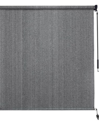 Amagenix Outdoor Roller Shades 4'(W) X 8'(H), Exterior Cordless Patio Shades Roll Up Outdoor Blinds with 90% UV Protection for Porch Gazebo, Grey