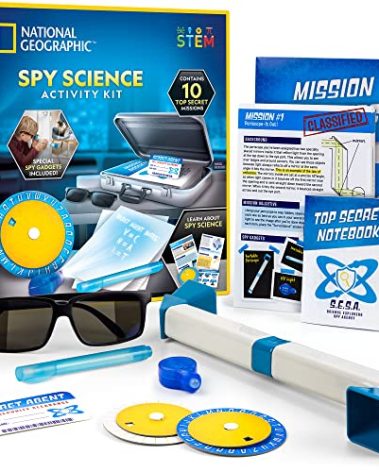 NATIONAL GEOGRAPHIC Spy Science Kit - Kids Spy Activity Set, Complete 10 Secret Missions with Gadgets for Kids and Gear, Detective Kit, Science Kits, Pretend Play