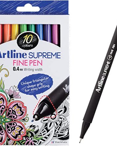 Artline SUPREME Fine-Liner Point Pens, for Drawing, Coloring, Writing, Suitable for Art, and Design, Ink Sketch Pen with 0.4mm Fine Tip, Ideal Gift for Artist, Multi-Color Set, 10 Pack