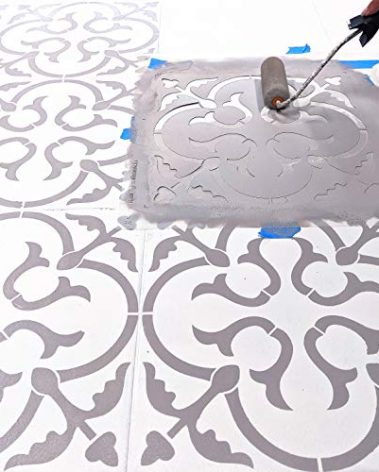 STENCILIT® Scandinavian Large Floor Stencil - XL 18x18 in, Tile Stencil, Stencils for Painting Floors, Concrete Stencils for Patio, Modern Tile Decor