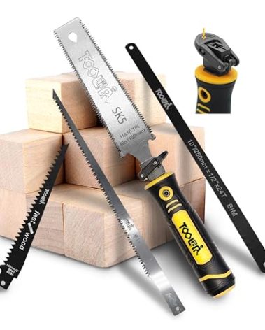 TOOLAN: 5-In-1 Multi Blades Hand Saw, 6 Inch(11T/16T) Double Edges Japanese Pull, DrywallSaw, HackSaw, Jab Saw, for Woodworking, Hard/Soft woods cutting, Metal, Blade Quick Change Mechanism.