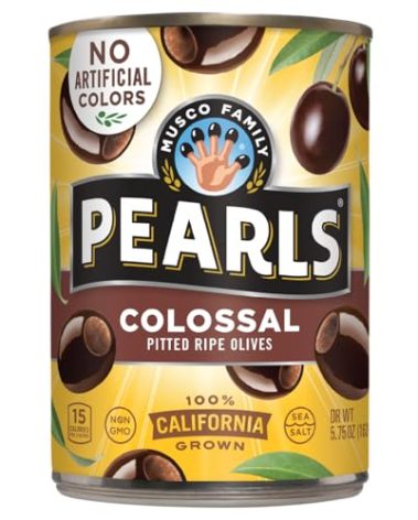 Pearls Colossal Ripe Pitted Olives, Pack of 12, 5.75 oz Cans