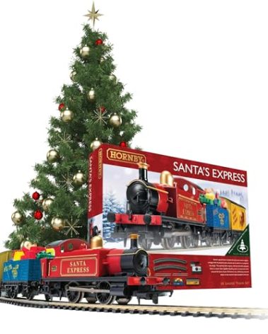 Hornby Santa's Express Christmas Toy Train Set R1248, Red, Blue & Yellow