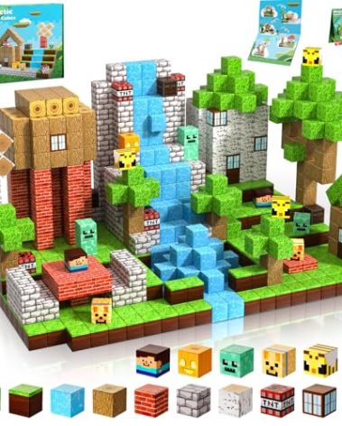 ToyUnited Magnetic Blocks-100PCS Magnetic Building Blocks Magnet Cube Toys Stacking, Build Forest World Set, STEM Montessori Sensory Toys for Kids Boys Girls Age 3 4 5 6 7 8 9 10 Birthday Gifts