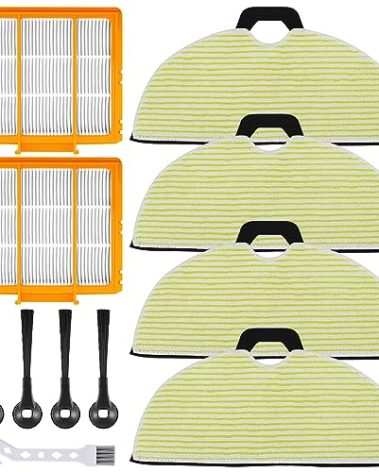 Erinice RV2610WA Replacement Mop Brush Filter Kit for Shark RV2610WA RV2620WA RV2410WD AV2610WA AI Ultra 2-in-1 Robot Vacuum Part, 4 Mop Pads, 2 Pre-Motor Filters, 4 Side Brushes, 1 Brush, 11 Pack