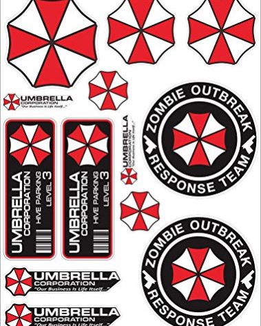 13 pcs Umbrella Sticker Set Decal Calcomanias Raccoon City Car Window Truck Bumper Bike