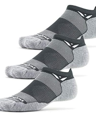 Swiftwick- MAXUS ZERO Tab (3 Pairs) Running & Golf Socks, Maximum Cushion (Gray, Large)