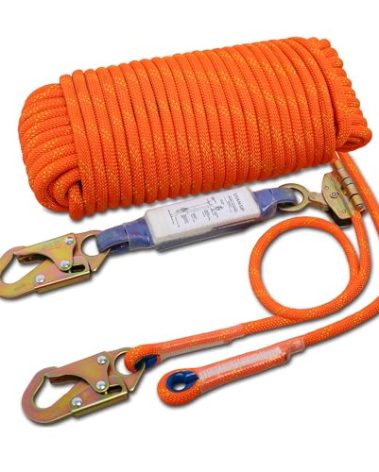 Fall Protection Safety Rope 50ft Heavy Duty Vertical Roofing Grab Snap Hook Shock Absorber Fall Protection Line Kit Restraint System Roofing Safety Equipment (50FT)