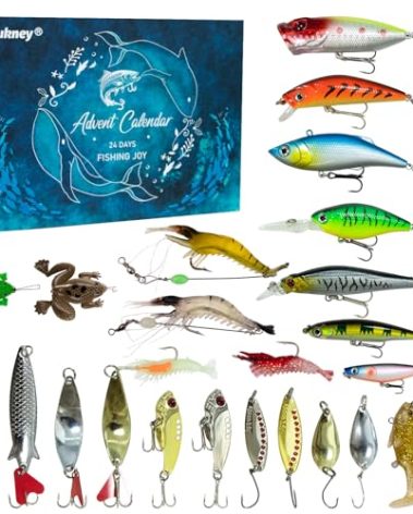 Fishing Lure Advent Calendar 2025 Christmas Countdown, 24 Days Lure Fishing Kit, Xmas Fishing Gift for Fisherman Adult Men Teen Boys