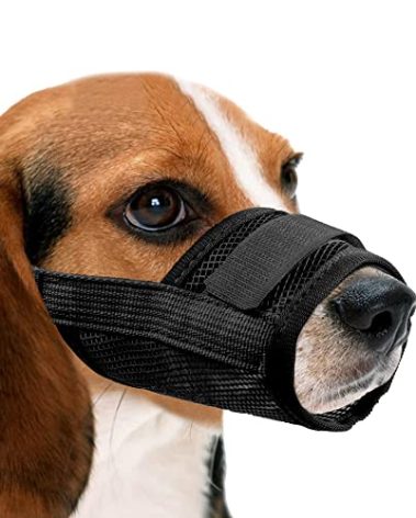 YAODHAOD Nylon Mesh Breathable Dog Mouth Cover, Quick Fit Dog Muzzle with Adjustable Straps，Pet Mouth Cover, to Prevent Biting and Screaming to Prevent Accidental Eating(M, Black)