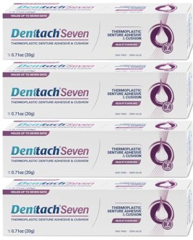 Denttach Seven Denture Adhesive, Thermoplastic Denture Cushion and Reliner, Upper and Lower Denture Comfort for Up to 7 Days, Zero Glue, Zinc Free (4)