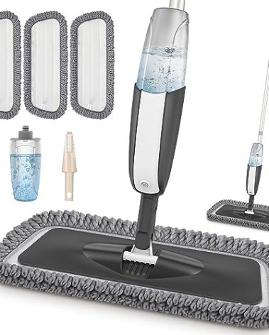 MANGOTIME Spray Mop for Floor Cleaning - Microfiber Dry Wet Floor Mop with 3 Washable Pads & 1 Refillable Bottle for Hardwood Laminate Tile Wood Vinyl Ceramic