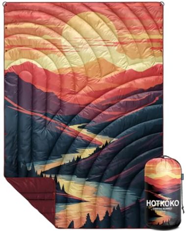 hotkoko Camping Blanket,Lightweight Puffy Printed Camping Blanket Packable Outdoor Blanket for Camping,Traveling, Stadium, Hiking, Picnics