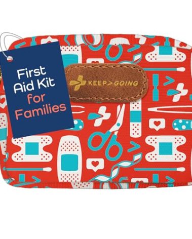 KeepGoing Small Travel First Aid Kit Kids – 60 Pc. Mini First Aid Kit for Purse, Diaper Bag, & Backpack with Latex-Free Bandages – 4 Oz., & 4.5 x 3.5 x 2 in, TSA-Approved