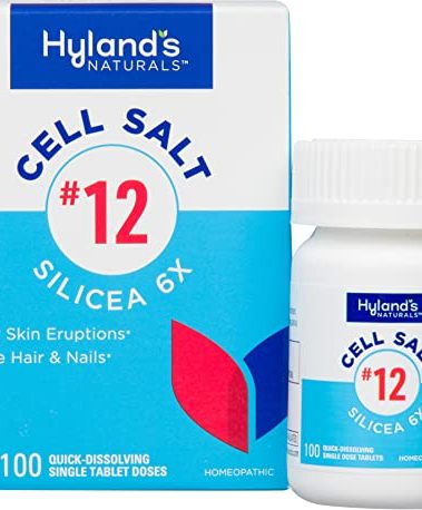 Hyland's No. 12 Cell Salt Silicea 6X Tablets, Acne and Blackhead Treatment, Hair and Nail Growth Supplement and Strengthener, Skin Irritations, Quick Dissolving Tablets, 100 Count