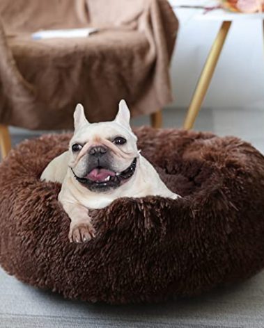 Puppy Beds for Small Dogs Washable Donut Fluffy Soft Dog Bed Anti Anxiety Orthopedic Warm Comfort Pets Beds 23 Inches