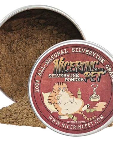NICERINC PET Silver Vine Powder, Organic Gall Fruit Powder(Matatabi), 100% Natural Catnip Alternative, Refillable Catnip Toys for Cats & Kittens, 50 Grams(1.8 OZ) of Powder