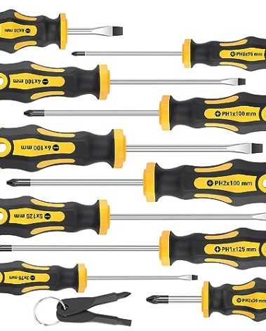 Amartisan 10-Piece Magnetic Screwdrivers Set, 5 Phillips and 5 Slotted Tips Professional Cushion Grip Screwdriver Set