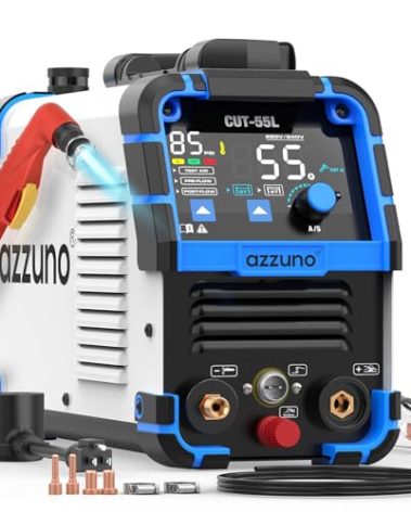 AZZUNO Plasma Cutter 55Amps, Non-Touch Pilot Arc, 110/220V Dual Voltage Large LED Display Plasma Cutting Machine, IGBT Inverter Air Sensor Technology, Max Cut 3/4" Plate/Mesh Cutting