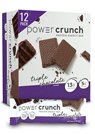 Power Crunch Protein Wafer Bars, High Protein Snacks with Delicious Taste, Triple Chocolate, 1.4 Ounce (12 Count)