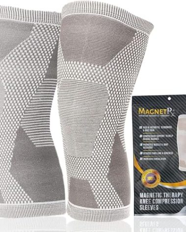 MagnetRX® Magnetic Knee Sleeve – (2-Pack) Effective Compression Knee Brace with Magnets for Knee Comfort & Recovery – Magnetic Knee Brace Support (Medium)
