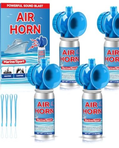 Air Horn 1.4oz 4pcs - 120dB Loud Mini Small Safety Bear Horn, Coast Guard Approved Marine Boat Horn, Sports Events Celebrate Victory& Outdoor Camp Emergency Alarm