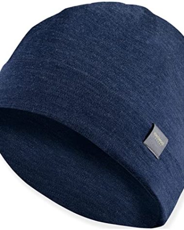 MERIWOOL Unisex Merino Wool Cuff Beanie Winter Hat for Men and Women Denim Blue