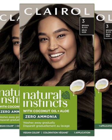 Clairol Natural Instincts Demi-Permanent Hair Dye, 3 Brown Black Hair Color, Pack of 3