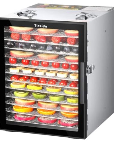 Food Dehydrator Machine 12 Stainless Steel Trays, 800W Power Dehydrators for Herb, Jerky Dehydrator for Meat, Fruit, Pet Treats, Vegetables, 194ºF Temperature Control, 24H Timer
