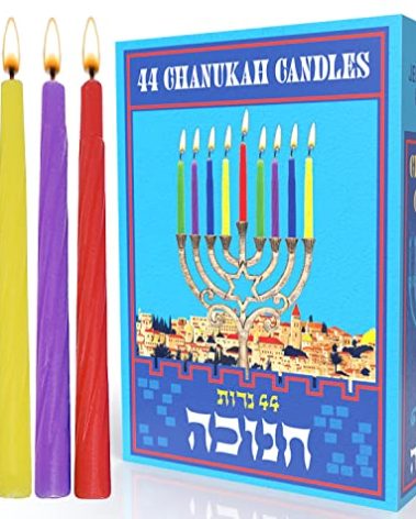 Jerusalem Candles Colorful Hanukkah Candles - Standard Size Fits Most Menorahs - Premium Quality Wax - Colored Chanukah Candles - 44 Count for All 8 Nights of Hanukkah