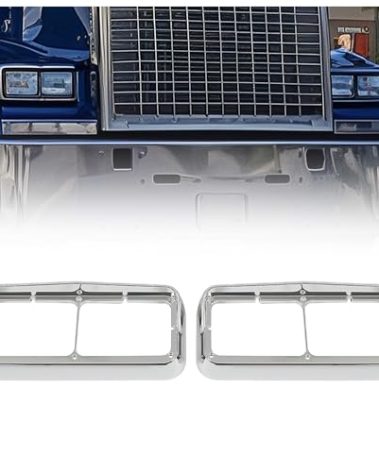 HECASA Pair Headlight Bezel w/Visor Compatible with Kenworth T400 T600 T800 W900B W900L Peterbilt 378 379 Western Star 4900 Freightliner FLD Classic XL for 4" x 6" Rectangular Dual Headlamp w/Visor
