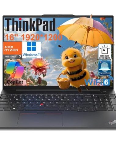 Lenovo ThinkPad E16 Gen 2 Business Laptop Computer, AMD 8-Core Ryzen 7 7735HS (Beat i7-1355U), 64GB DDR5 RAM, 2TB PCIe SSD, 16" FHD+, WiFi 6, Backlit KB, Fingerprint Reader, Windows 11 Pro, Vent-Hear