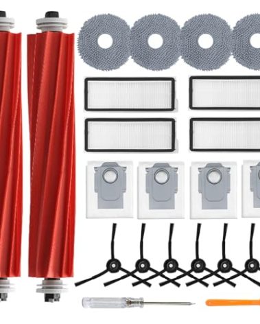 Accessories Kit for Roborock Qrevo S/Qrevo Plus/Qrevo Pro/Qrevo MaxV 【Not for Q Revo】Robot Vacuum, 2 Main Brush Roller, 4 Hepa Filters,4 Mop Pads, 4 Dust Bags, 6 Side Brush, 22 Pack Replacement Parts